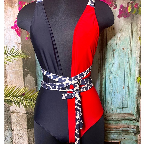 NWOT Leopard belt one piece bikini  high waist - Picture 5 of 6